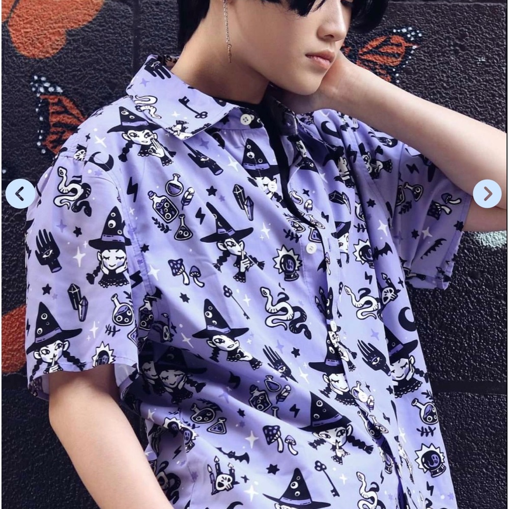 KINWAMONSTER Retired ‘Witchy Vibes’ Print Unisex Button Up